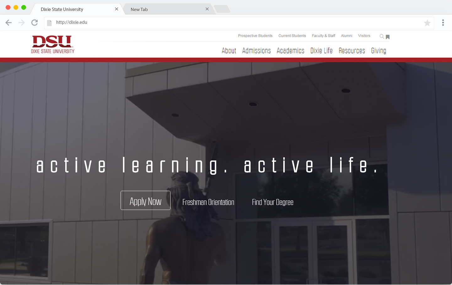 Dixie State University desktop website mockup