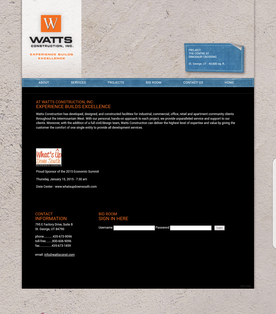 Old wattsconst.com website